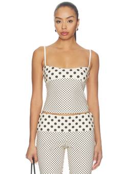 Miaou - Stella Women's Polka Dot Shoulder Straps Tank Top White