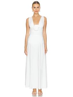 Maygel Coronel - Opal Women's Ruched Sheer Halter Maxi Dress Off White