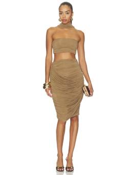 Maygel Coronel - Vesta Women's Reversible Ruched Skirt Set Beige