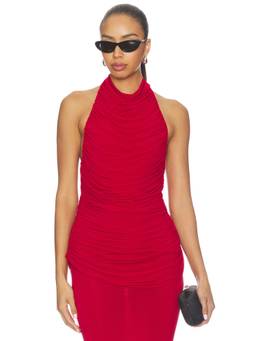 Maygel Coronel - Resonare Women's Ruched Halter Neck Top Red