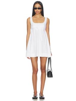 MATTHEW BRUCH - Tank Drawstring Women's Sleeveless Babydoll Mini Dress White