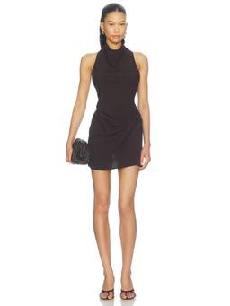 MATTHEW BRUCH - Cowl Tank Women's Sleeveless Knot Detail Mini Dress Brown