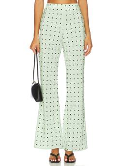 Maude Club - Tweed Women's Wide-Leg Trousers Green