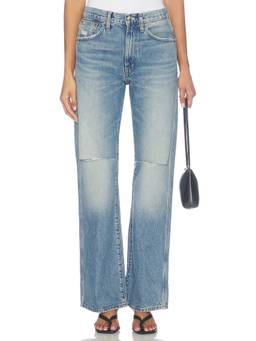 Madewell - Relaxed Women's Distressed Mid-Waist Bootcut Jeans Blue