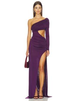 Mother of All - Amani Women's One Shoulder Cut-Out Maxi Dress Purple