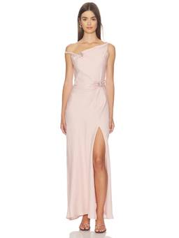 Mother of All - Ripple Women's One-Shoulder Side Slit Maxi Dress Pink