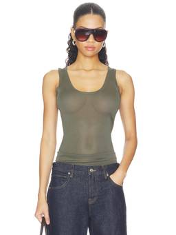 Mother of All - Elena Women's Sheer Mesh Sleeveless Tank Top Green