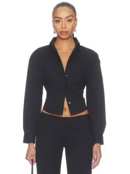 Mother of All - Bridget Women's Tie-Back Cut-Out Button-Up Shirt Black