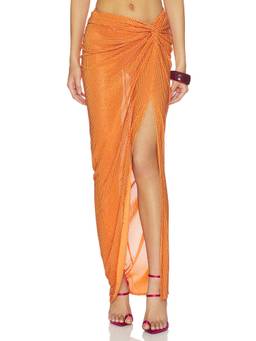Mariandree Gaitan - Isabel Women's Beaded Ruched Maxi Skirt Orange