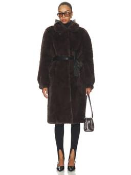 Mimchik - Penny Maxi Women's Faux Fur Hooded Wintercoat Brown