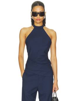 Mimchik - Archer Women's Sleeveless Halter Neck Top Navy Blue