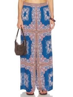 MISA Los Angeles - Selena Women's Elastic Waist Wide-Leg Palazzo Pants Blue