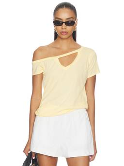 Michael Lauren - Zire Women's Asymmetrical Cold Shoulder Tee Yellow