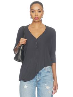 Michael Lauren - x REVOLVE Amos Women's Ribbed Henley Neck Top Charcoal