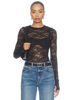 Michael Lauren - Vero Women's Sheer Lace Fitted Top Black