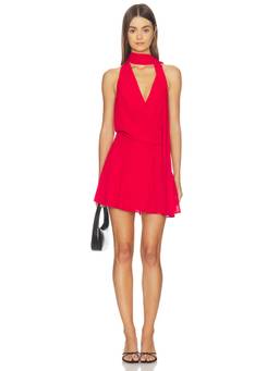 MORE TO COME - Jewels Women's Surplice Scarf Detail Mini Wrap Dress Red
