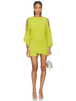 MORE TO COME - Ryann Drape Women's Cold-Shoulder Georgette Mini Dress Green
