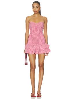 MORE TO COME - Julian Women's Strapless Back Tie-Up Mini Dress Red