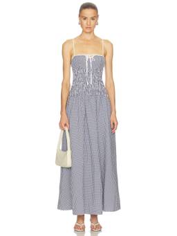 MORE TO COME - Abby Women's Shirred Poplin Maxi Dress Navy Blue