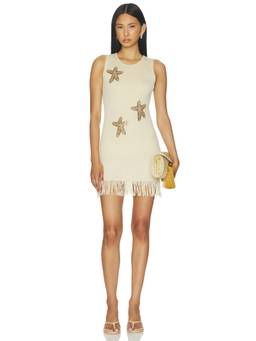 MORE TO COME - Aarna Women's Beaded Sleeveless Knit Mini Dress Cream