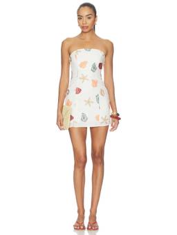 MORE TO COME - Allegra Women's Strapless Printed Mini Dress Off White