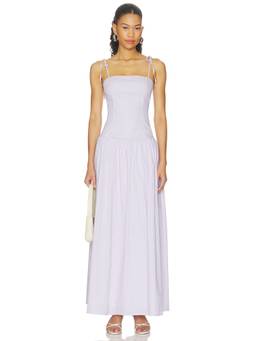 MORE TO COME - Channah Women's Striped Tie-Shoulder Maxi Dress Blue
