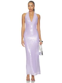 MORE TO COME - Charlice Women's Sequin Halter Neck Gown Lavender