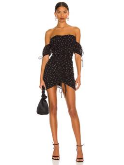 MORE TO COME - Carmen Strapless Women's Ruffled Lace-Up Mini Dress White
