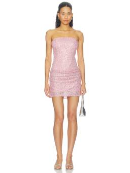 MORE TO COME - Emerie Women's Strapless Sequin Mesh Mini Dress Pink