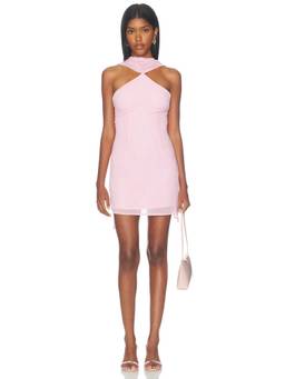 MORE TO COME - Chiara Women's Draped Scarf Detail Mini Dress Pink
