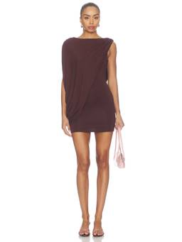 MORE TO COME - Annmarie Women's Draped Overlay Mini Shift Dress Maroon