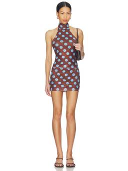 MORE TO COME - Virlen Women's Halter Neck Polka Dot Skirt Set Brown