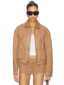 MORE TO COME - Graysen Women's Faux Suede Zippered Biker Jacket Tan