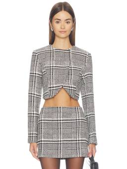 MORE TO COME - Davina Women's Cropped Tweed Jacket Black