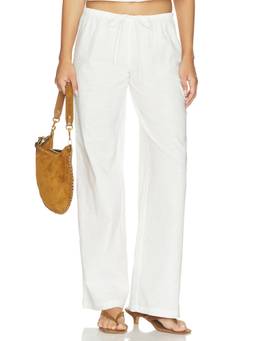 MORE TO COME - Jamie Women's Drawstring Elastic Waist Palazzo Pants White
