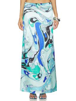 MORE TO COME - Tavianah Women's Abstract Print Satin Maxi Skirt Multi-Color
