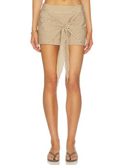 MORE TO COME - Dayton Tie Women's Striped Mini Skort Beige
