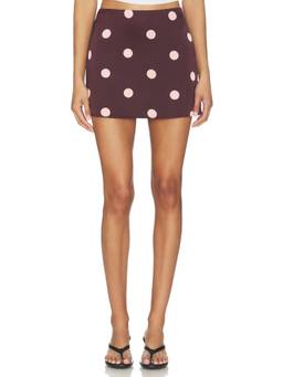 MORE TO COME - Chardae Women's Polka Dot Satin Mini Skirt Maroon