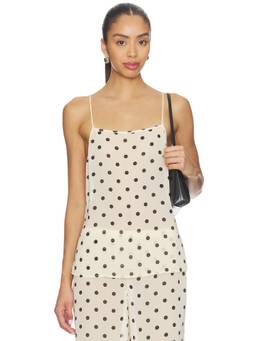 MORE TO COME - Darby Women's Sheer Polka Dot Chiffon Tank Top Off White