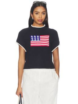MORE TO COME - Conley Women's Flag Patch Rib Knit Top Black