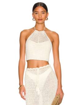 MORE TO COME - Anala Women's Halter Neck Boned Peplum Corset Top White
