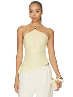 MORE TO COME - Shaila Women's Sleeveless Halter Neck Asymmetric Top Yellow