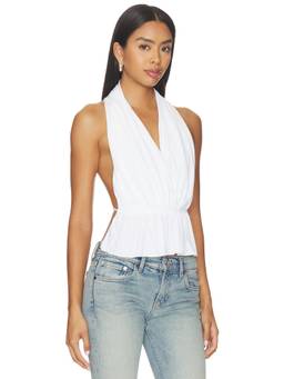 MORE TO COME - Allura Women's Ruched Open-Back Halter Neck Top White