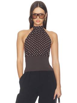 MORE TO COME - Blake Evin Women's Polka Dot Halter Neck Top Black