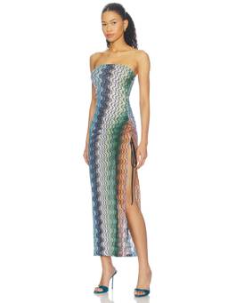 Missoni - Metallic Knit Women's Strapless Side Slit Maxi Dress Multi-Color