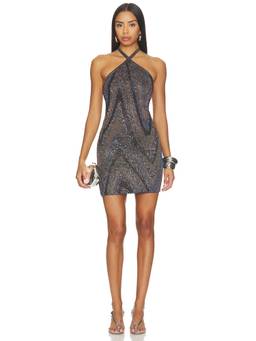 Missoni - Sleeveless Women's Sequined Halter Neck Bodycon Mini Dress Metallic