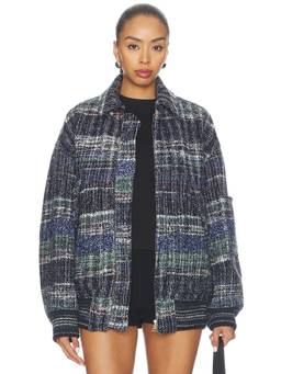 Missoni - Heavyweight Knit Women's Zip-Up Bomber Jacket Navy Blue