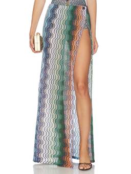 Missoni - Metallic Knit Women's Wrap Maxi Skirt Multi-Color