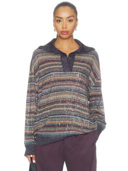 Missoni - Sequin Knit Women's V-Neck Full Sleeves Polo Multi-Color