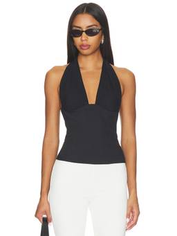 MADISON THE LABEL - Isabel Women's Halter Neck Sleeveless Fitted Top Black